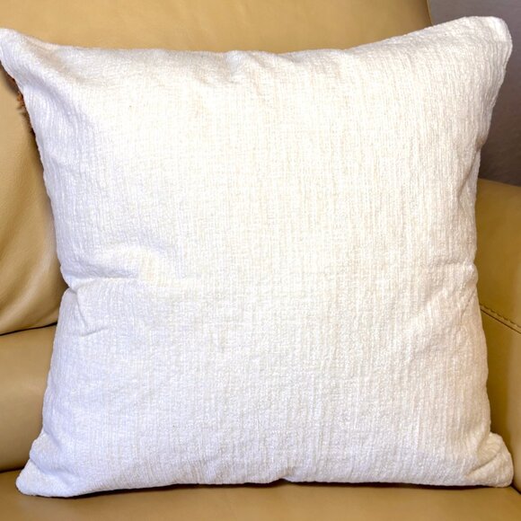 Contemporary Boho Modern Beige Orange Tan Tufted Loop 18" Throw Pillow Cover New - Picture 5 of 5